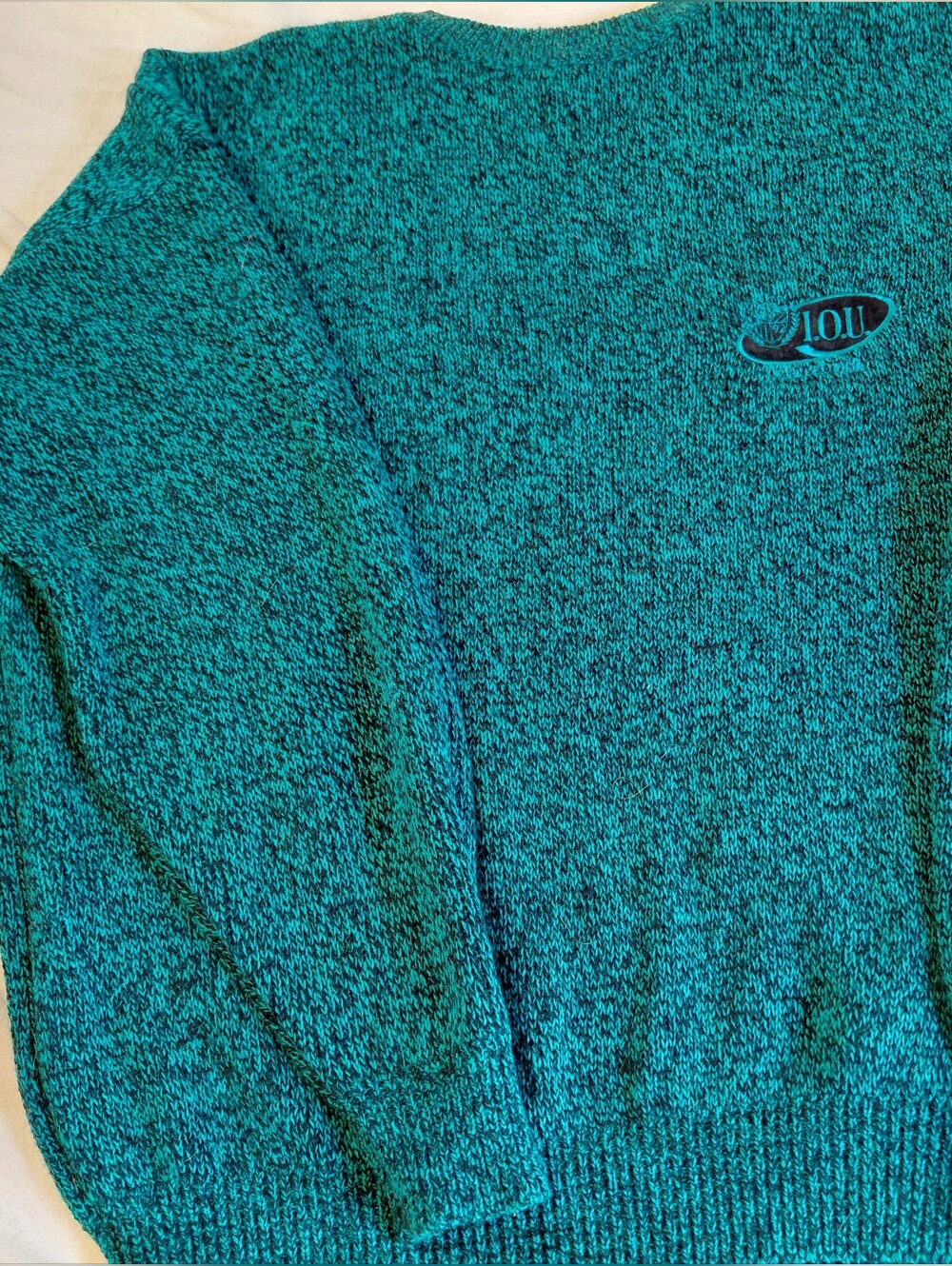 I.O.U Seafoam Teal Knitted Sweater with Chest Logo